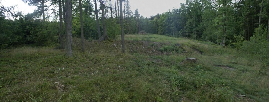 Vitín: hradiště. Vnitřní val a příkop z vnější strany od východu. Autor: J. Marounek.