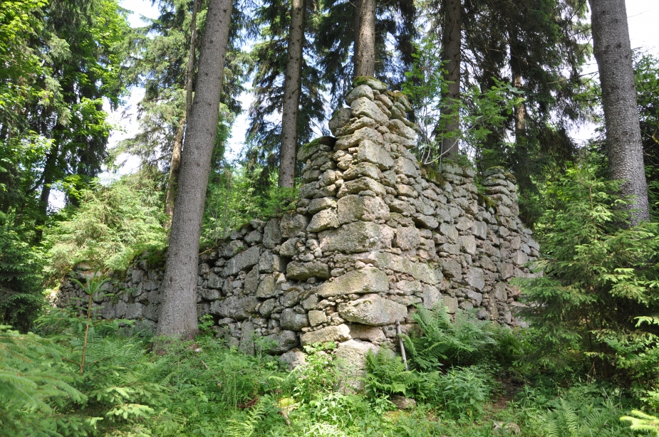 Rozvaliny hostince U alpské vyhlídky v zaniklé osadě Kamenec. Autor: M. Bureš.